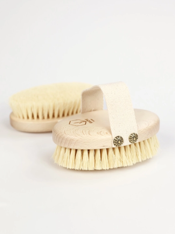 Szczotka do masażu ciała na sucho z paskiem | twarda